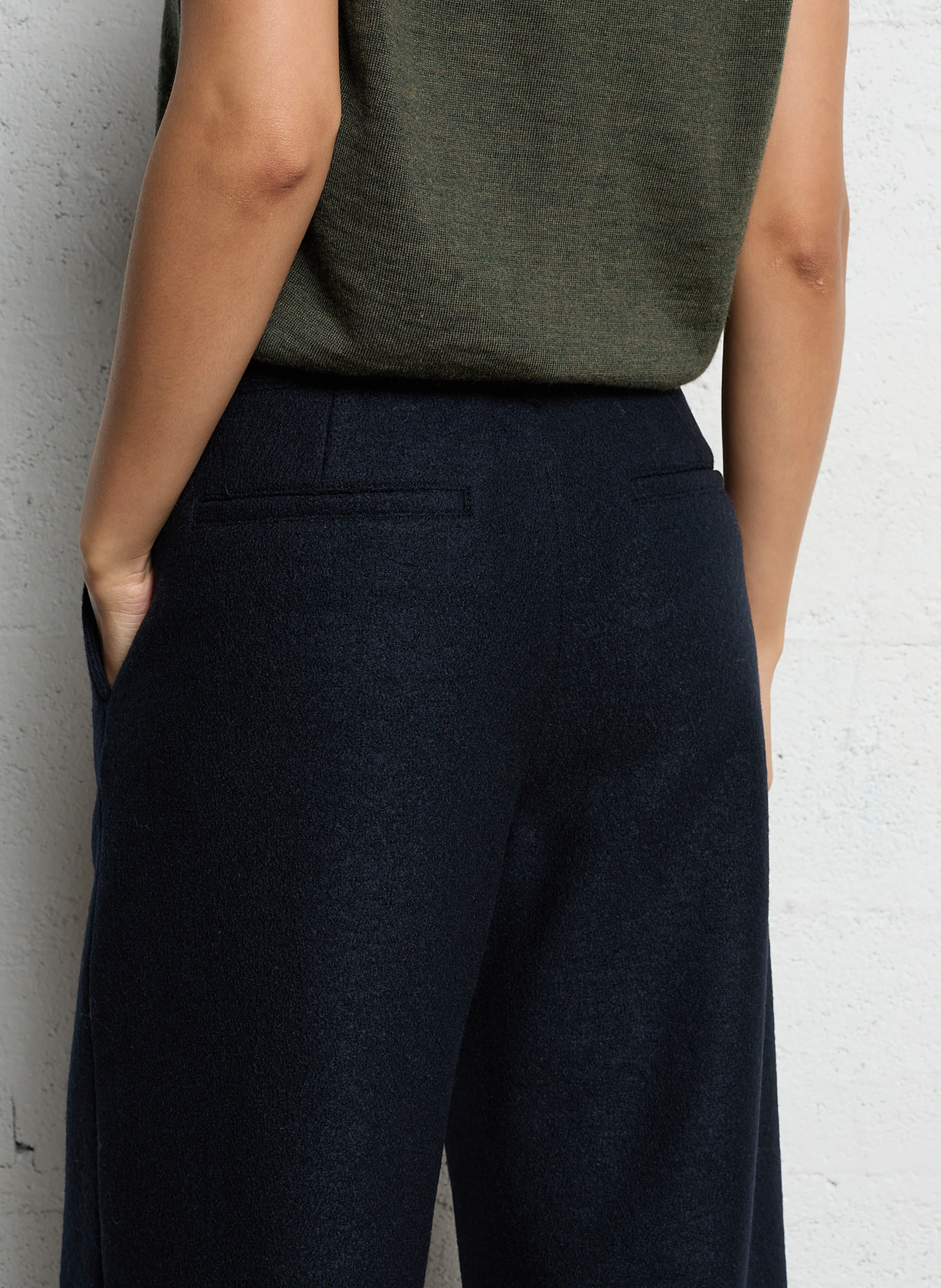 BAYONNE - Pantalon large en laine | Bleu