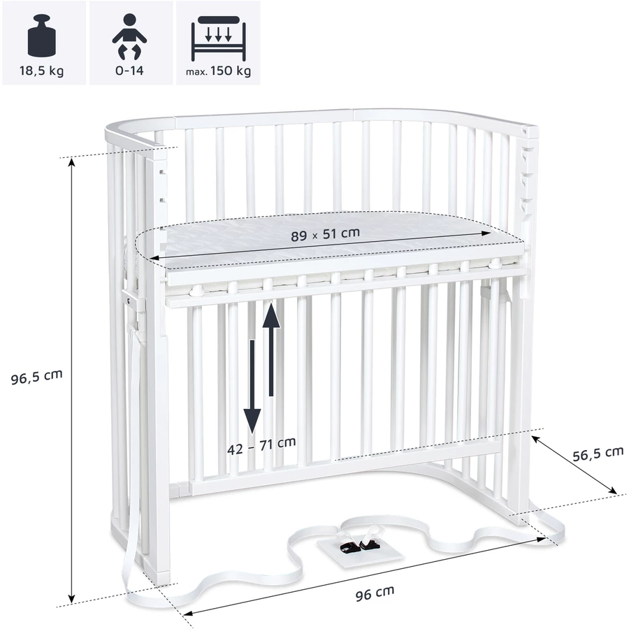 babybay Boxspring Beistellbett Comfort Plus weiß lackiert
