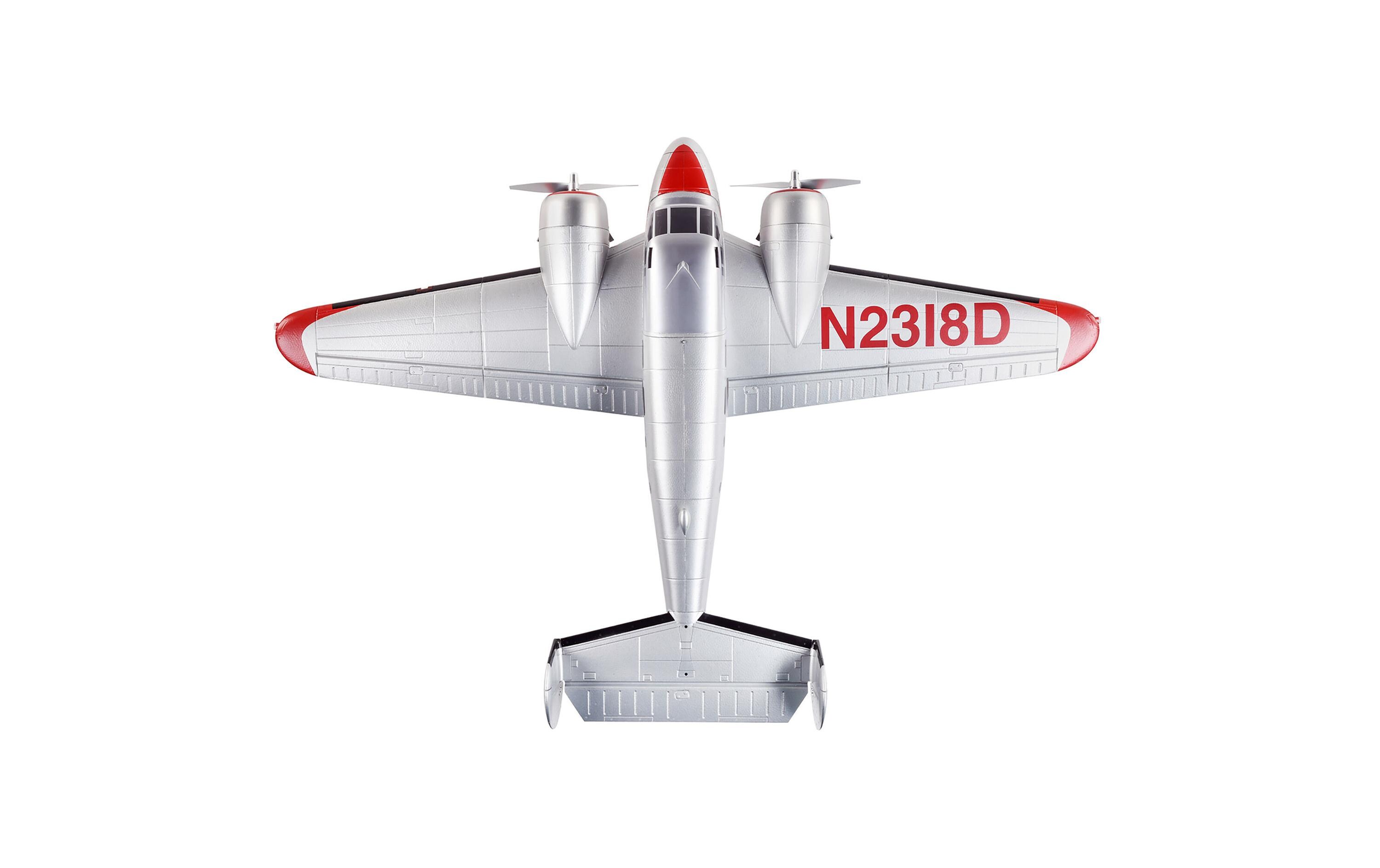 Motorflugzeug Beechcraft D18 1504 mm BNF Basic<br>2-Motoriger Scale Tiefdecker mit Spektrum Technik