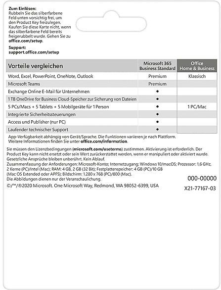 Microsoft Office 2019 Home and Business Product Key Card