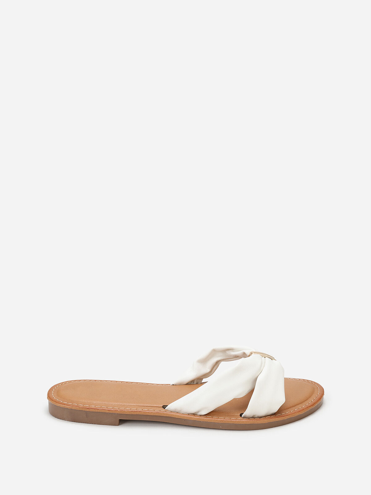 Mules à brides en simili avec boucle- Blanc