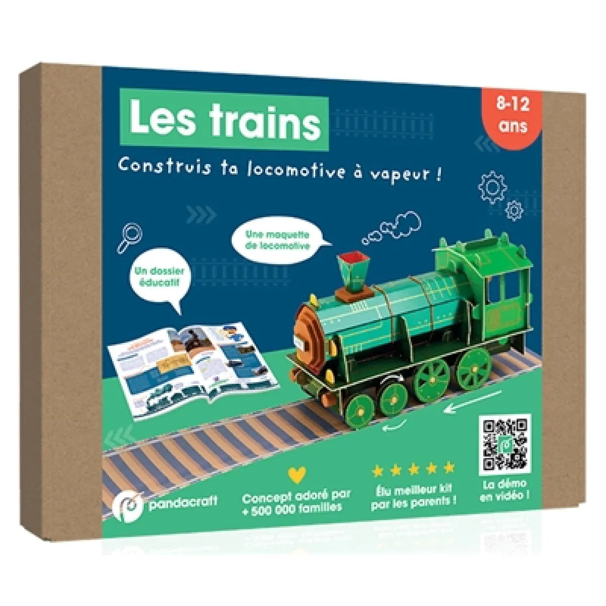 Les trains : Kit Pandacraft 8-12 ans : Construis ta locomotive à vapeur !