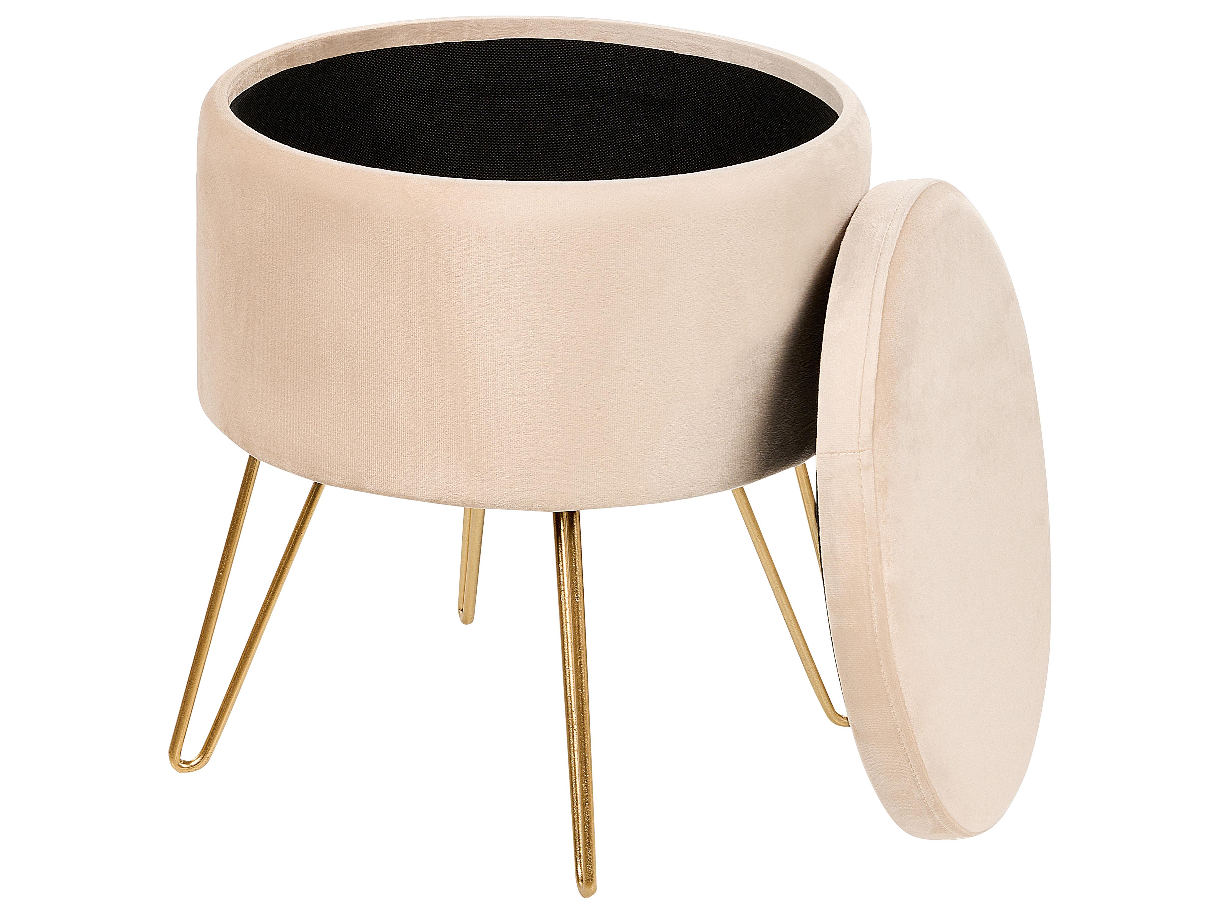 Poef met opbergruimte SILAS Fluweel Lichtbeige