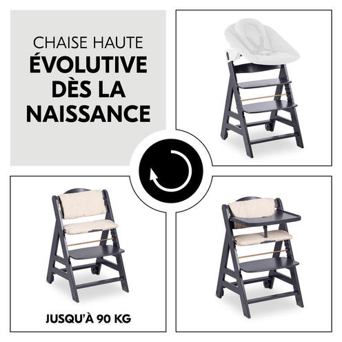 Chaise haute Beta + Gris foncé - HAUCK