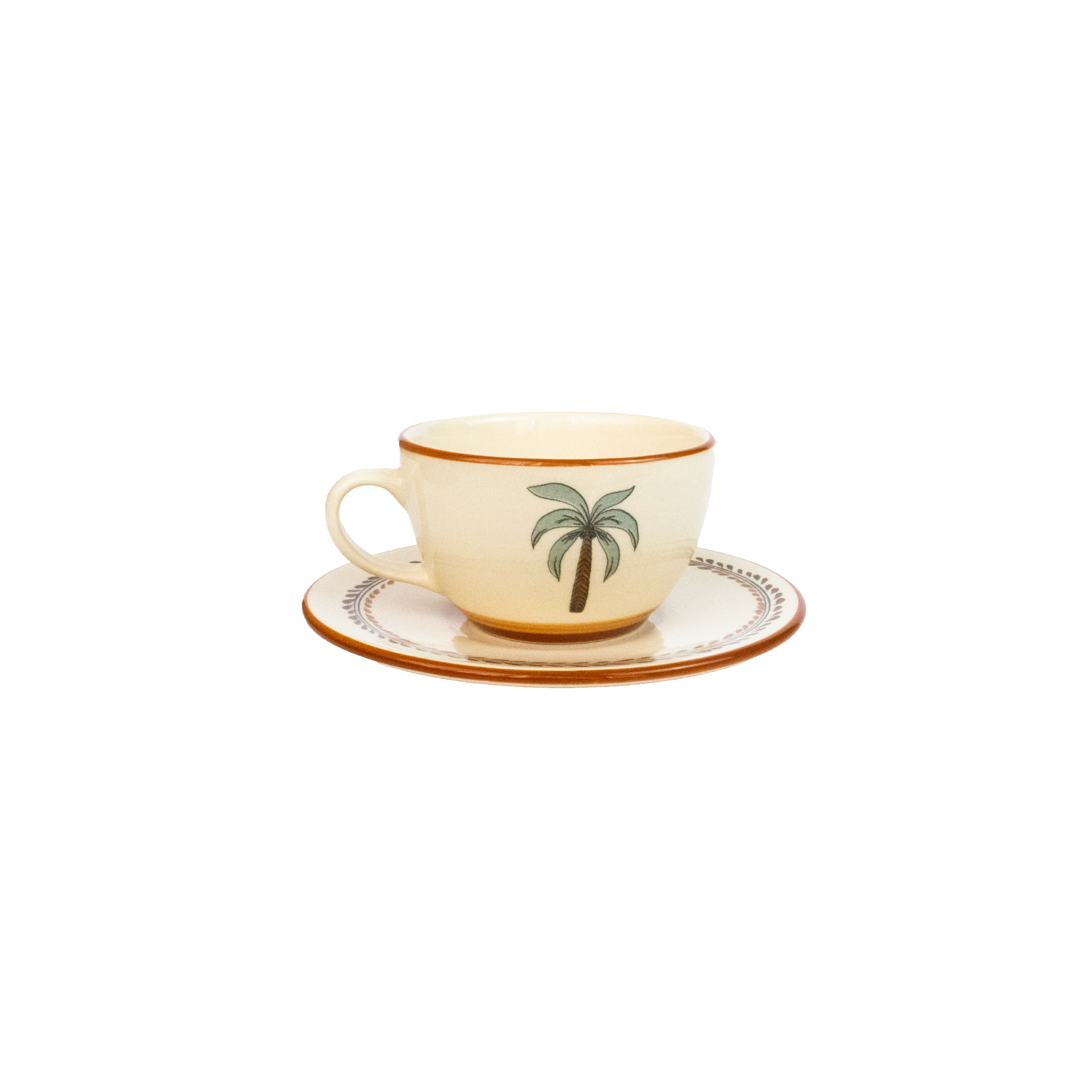 Tasse et assiette à thé en céramique « Palmas Mamey » (lot de 4)