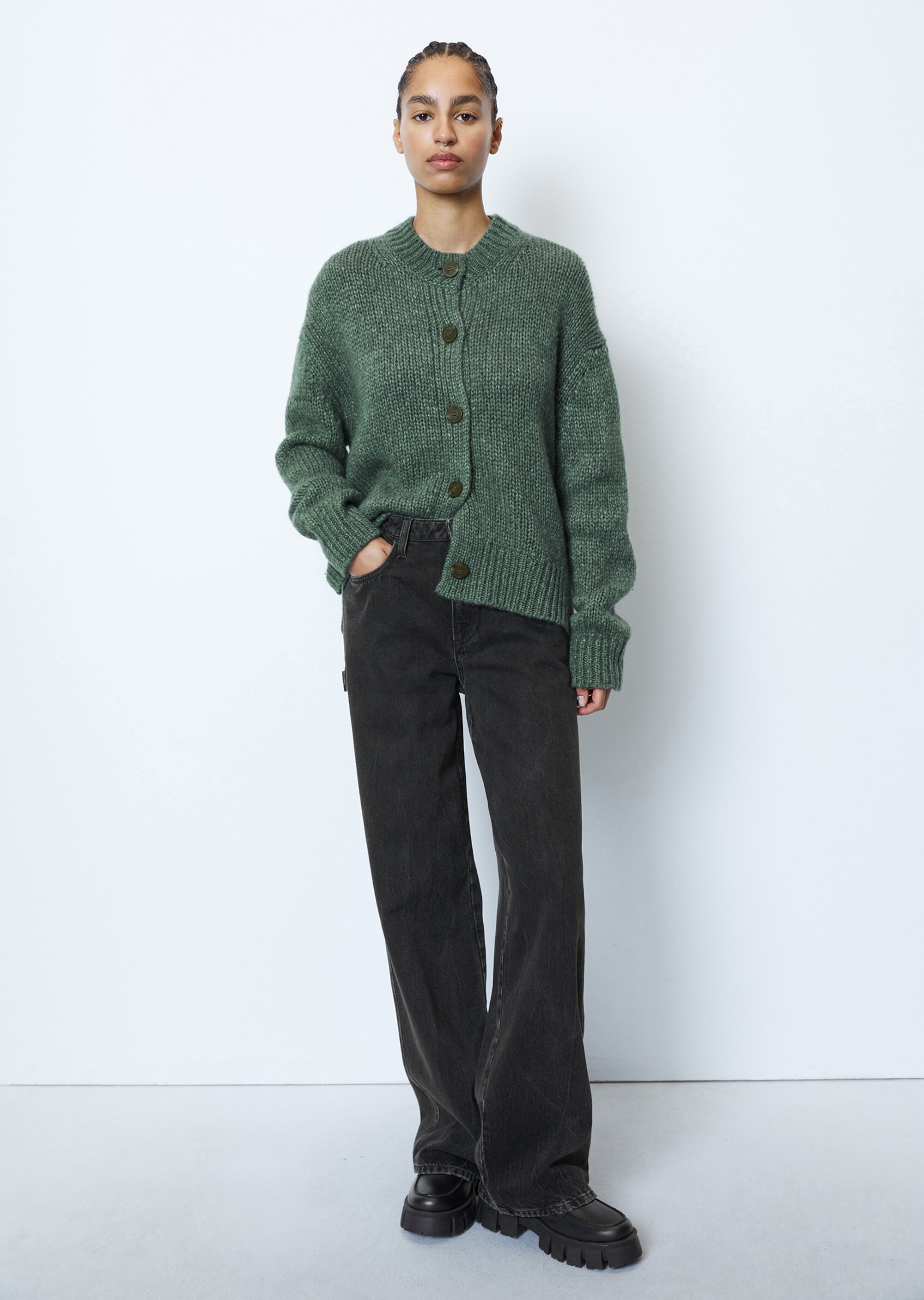 Softer Rundhals-Cardigan cropped aus kuscheligem Garn-Mix