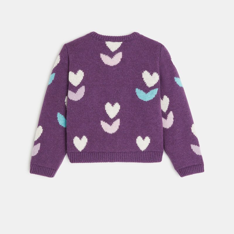 Gilet bébé fille maille tricot motifs cœurs Catimini Mauve Violet