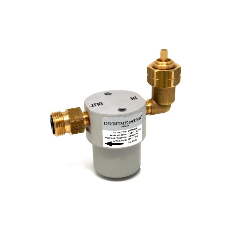 DREHMEISTER Gasflaschenfilter Smart 21,8 LH x G12 gerade -90° gewinkelt vertikal