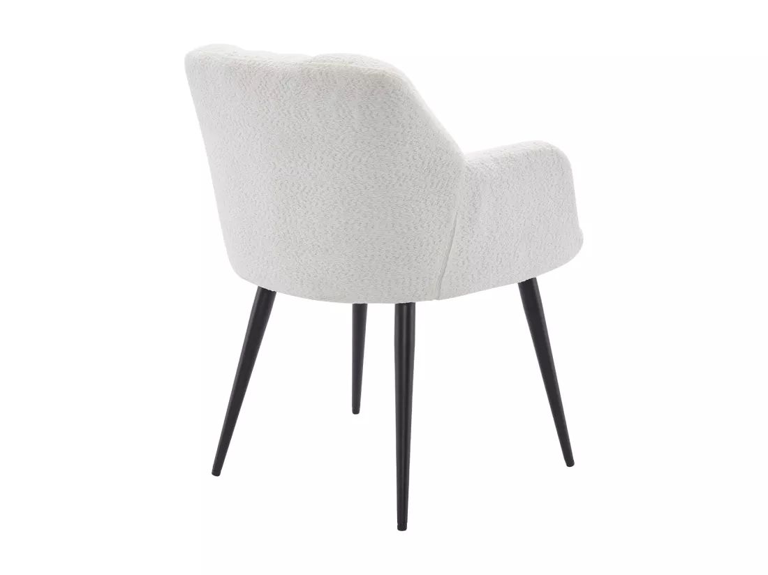 Lot de 2 chaises avec accoudoirs - Tissu bouclette et métal noir - Blanc - PEGA de Pascal MORABITO