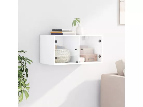 Armoire murale avec portes en verre blanc 68,5x37x35 cm