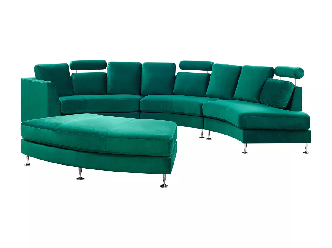 Canapé circulaire modulable en velours vert foncé 8 places ROTUNDE