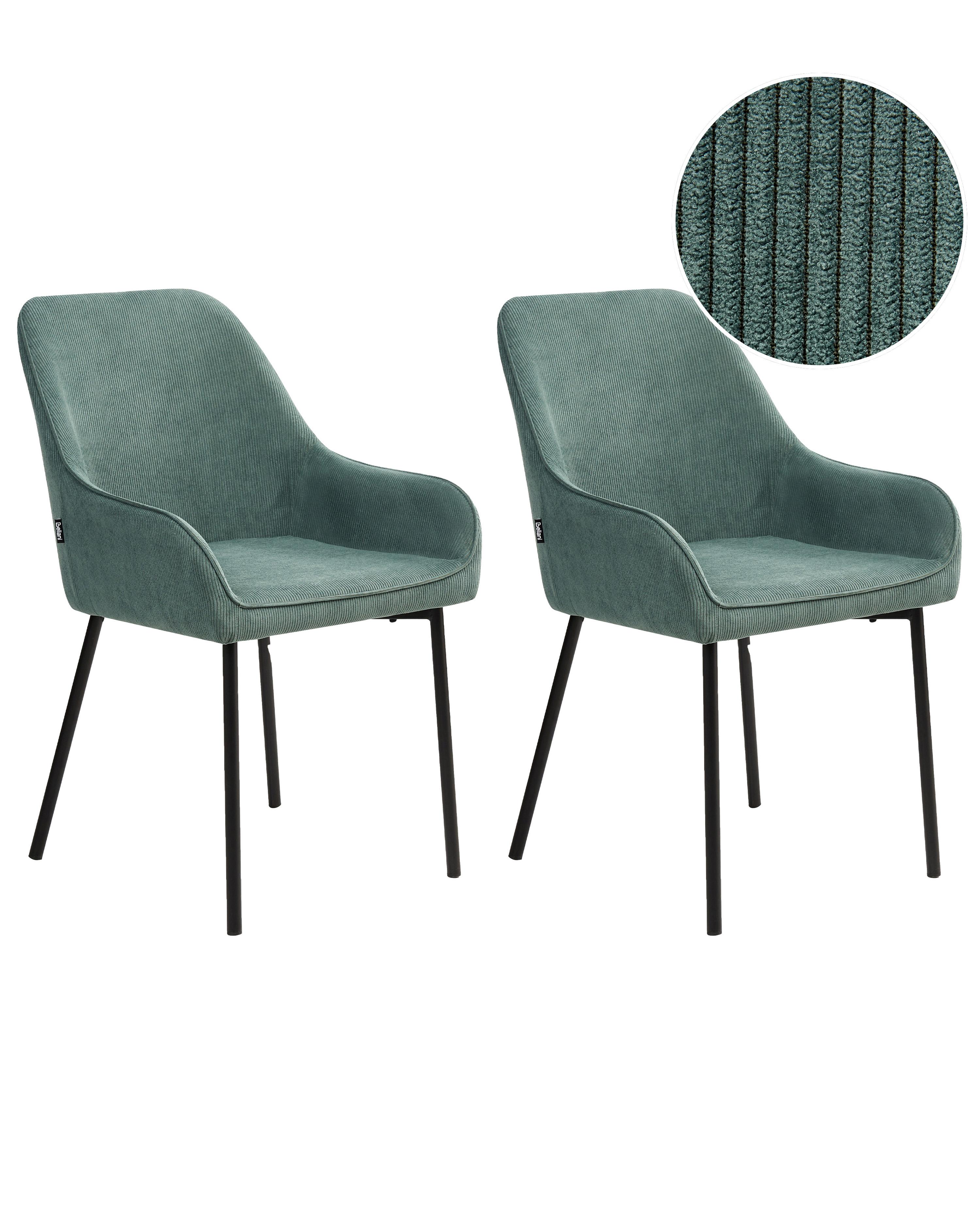 Set van 2 eetkamerstoelen LOVERNA Corduroy Groen