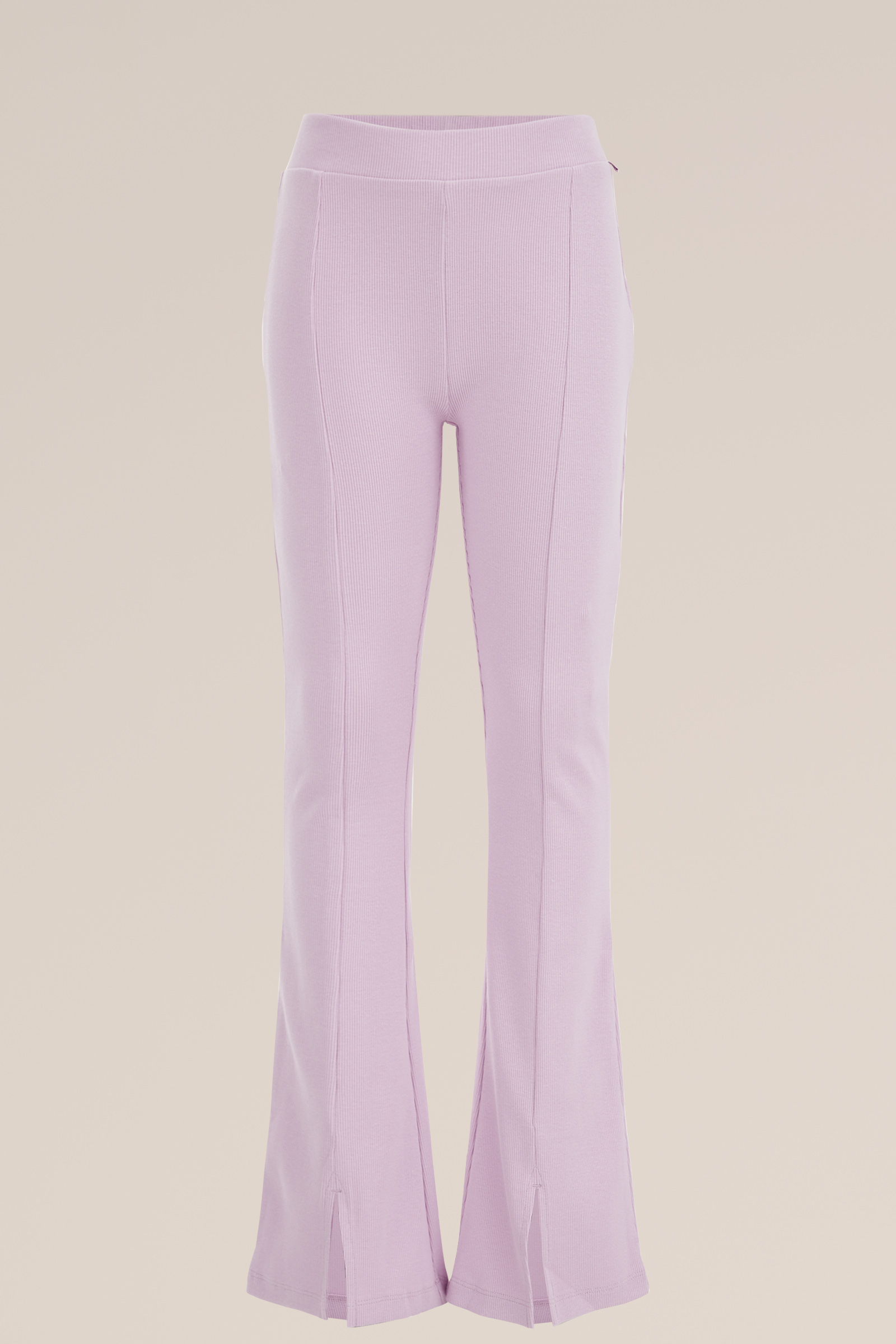 Meisjes flared legging met ribstructuur WE Fashion Lichtpaars