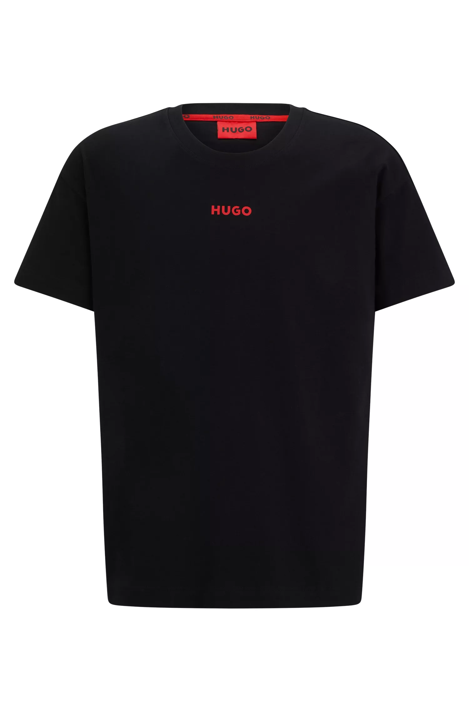 Camiseta de pijama HUGO vermelha, modelagem relaxada, em algodão elástico com logotipo.