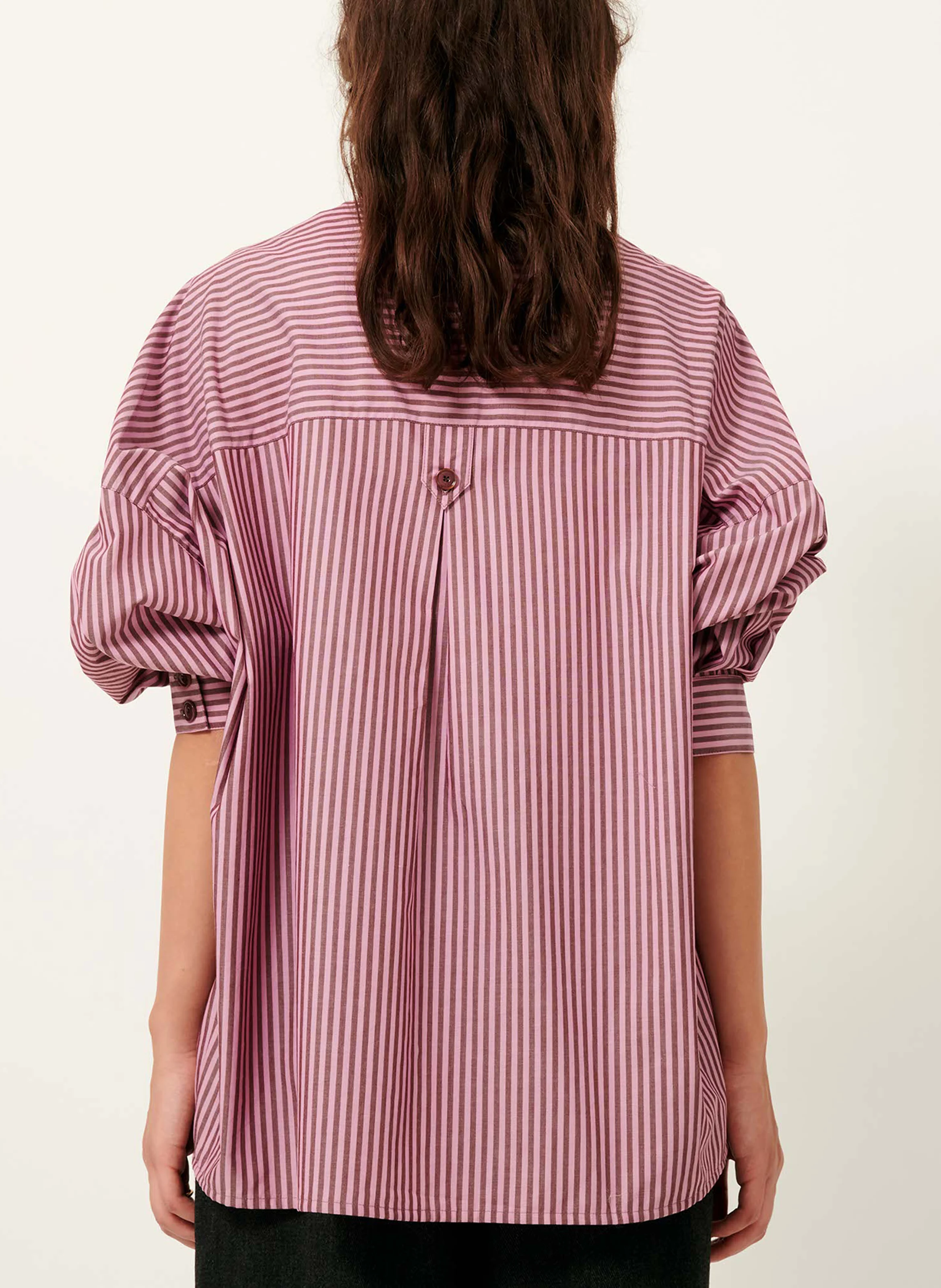 FONTANIA - Chemise ample rayée en coton| Rose