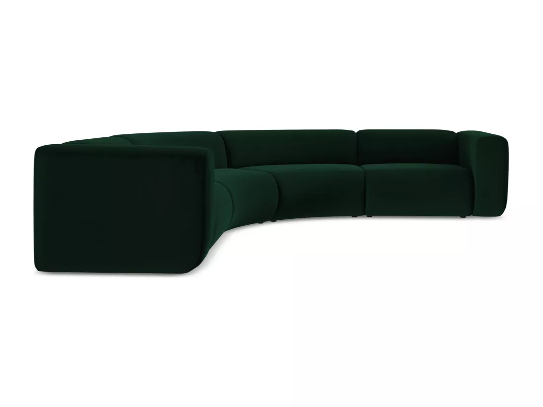 Canapé d'angle modulable en velours - bouteille verte - EKAHI