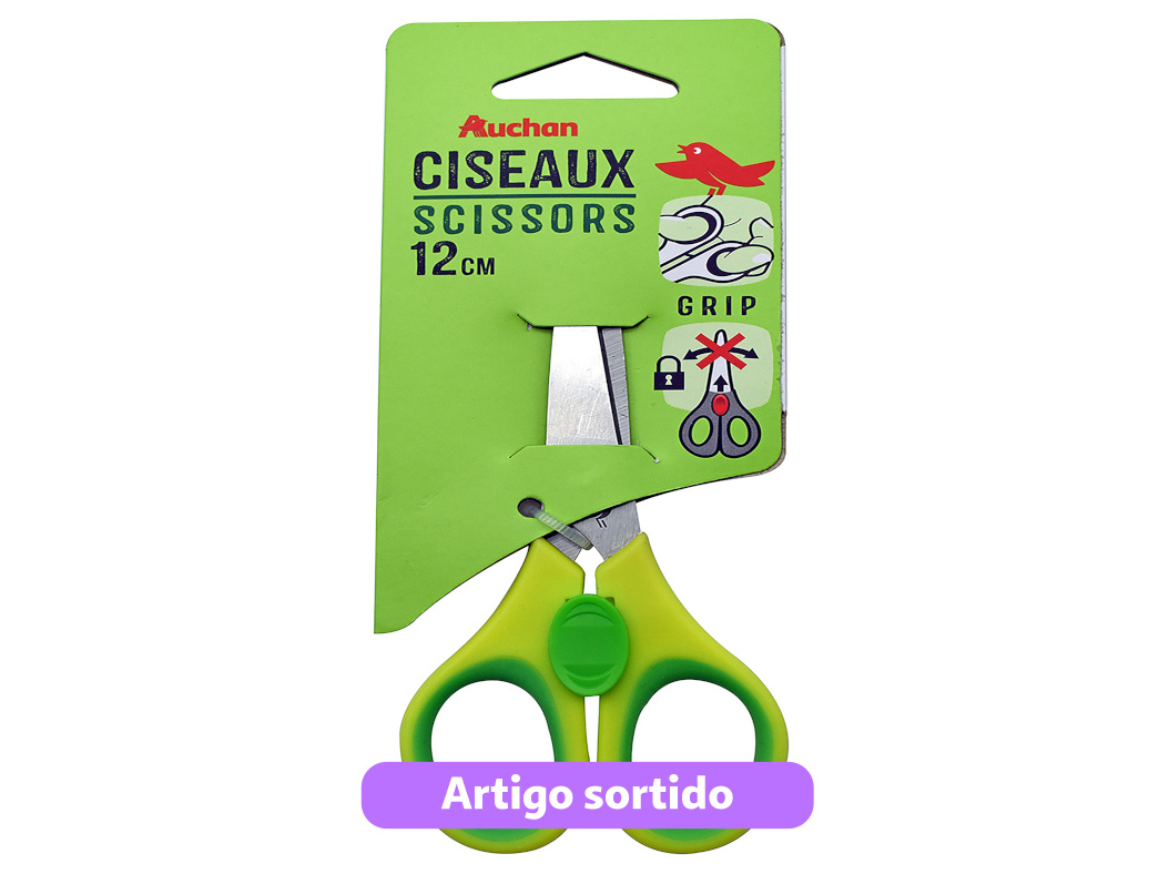 TESOURA COM SISTEMA DE SEGURANCA AUCHAN 12CM CORES SORTIDAS