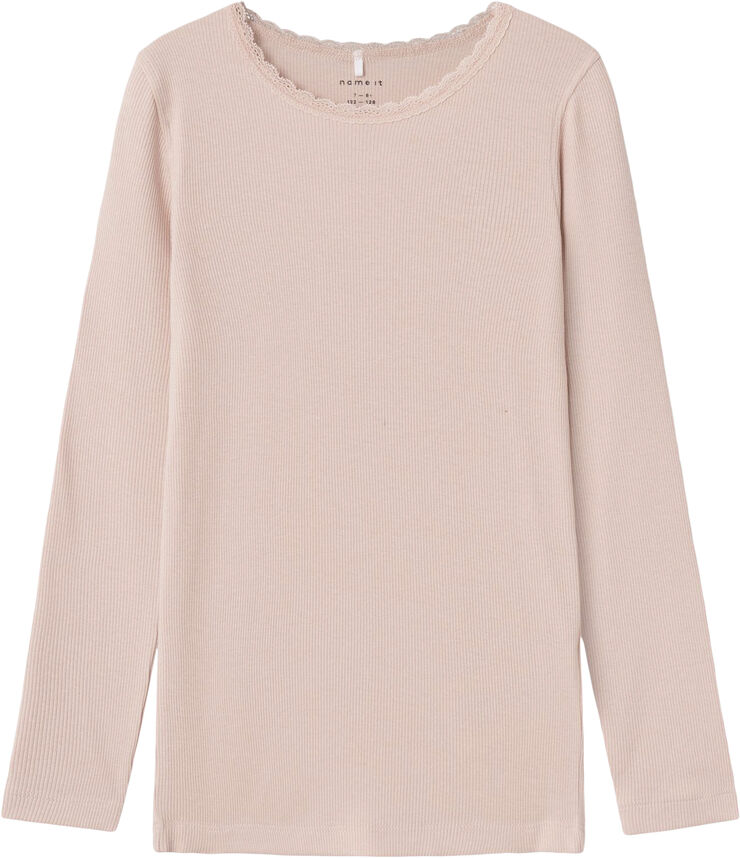 Name It NKFKAB LS SLIM TOP NOOS Sepia rose