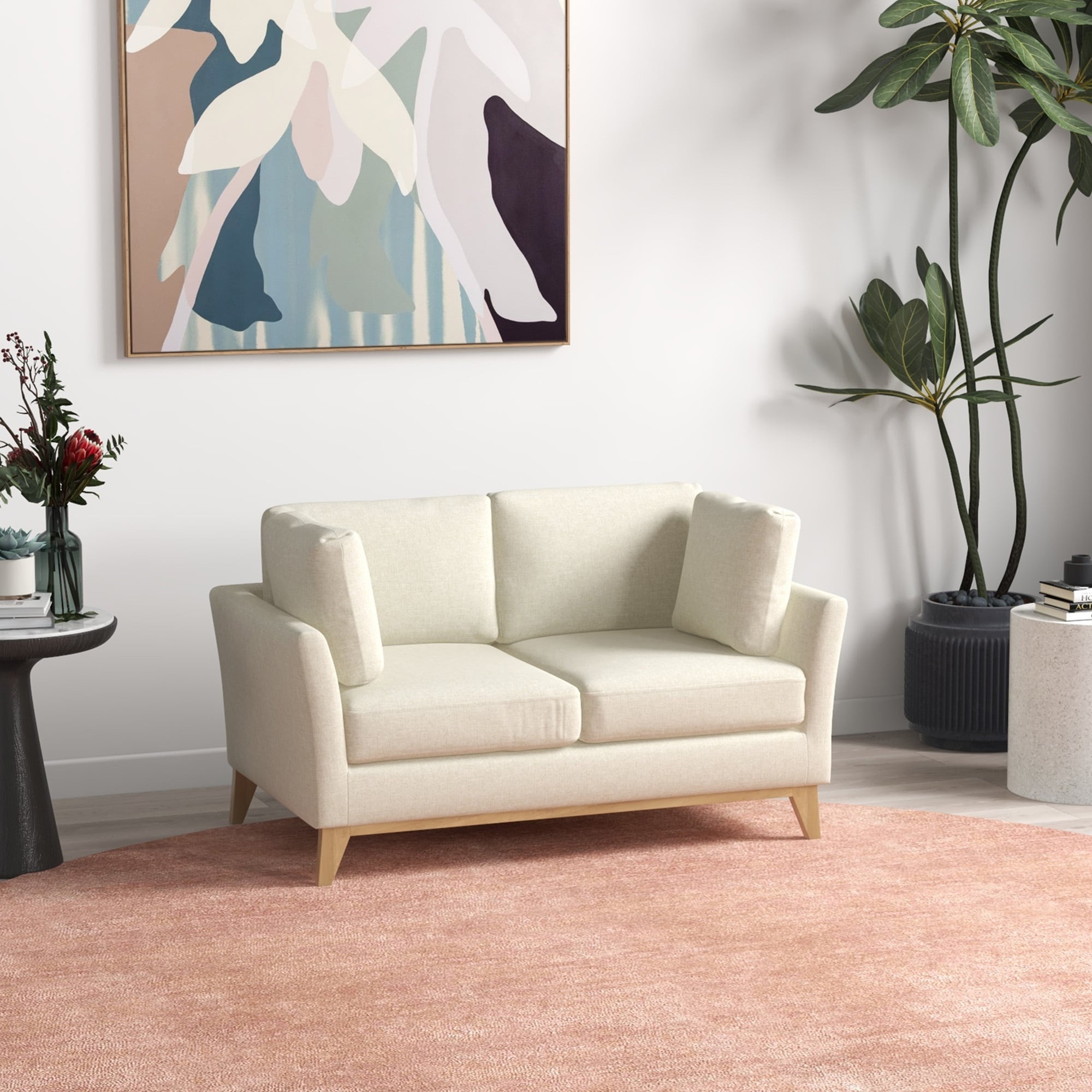 HOMCOM 2-Sitzer-Sofa mit Kissen beige 137L x 78B x 78H cm