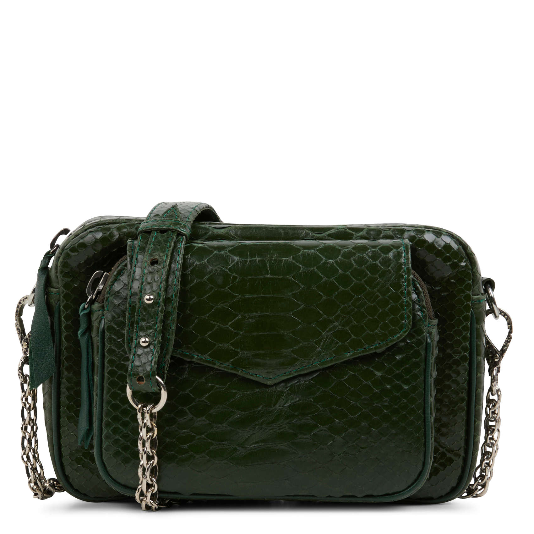 CHARLY - Sac bandoulière en cuir de python| Vert