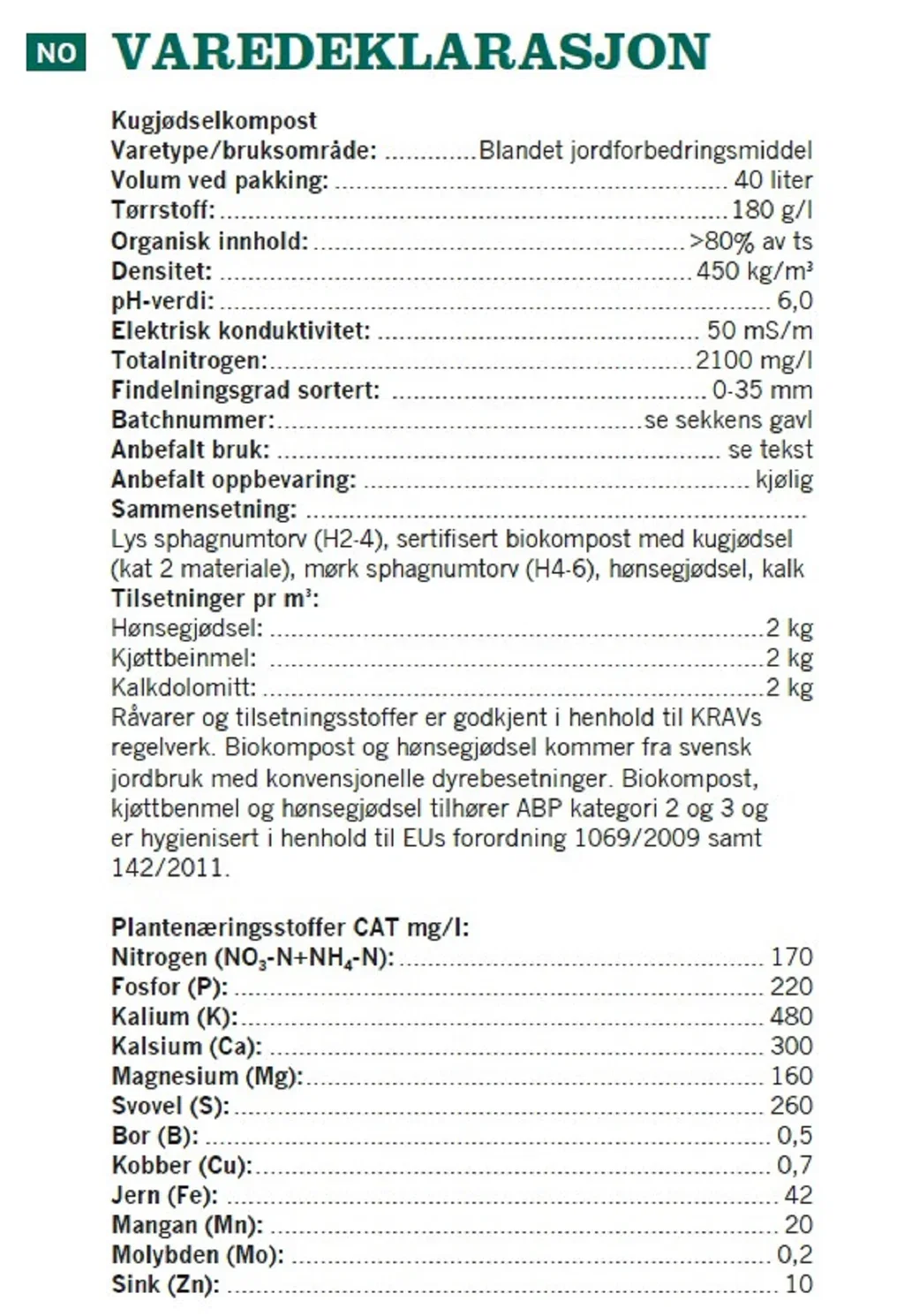 Kugjødselkompost 40 L