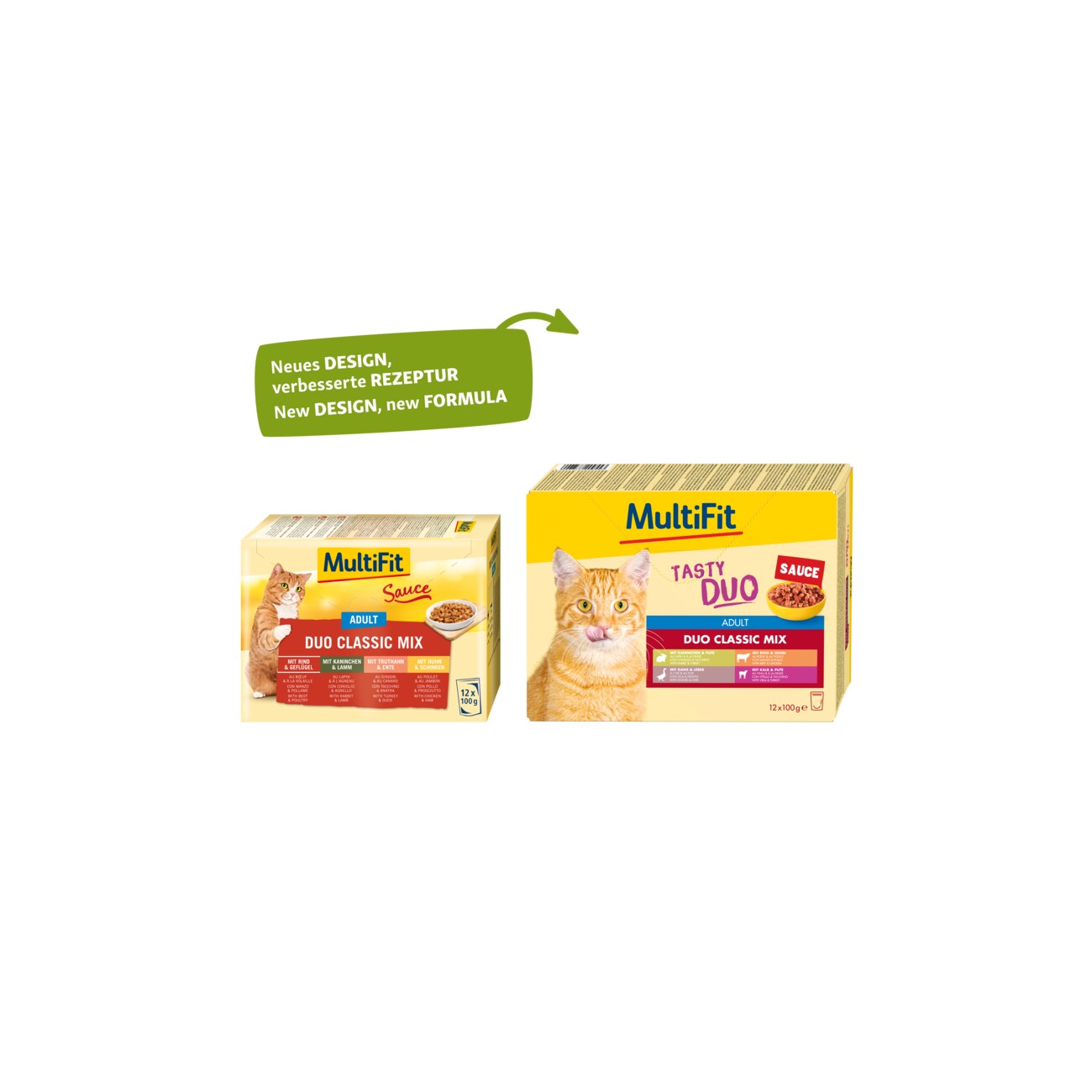 MultiFit Nassfutter Katze Adult, Duo Classic Mix - Tasty Duo, in Sauce, Multipack 12x100 g