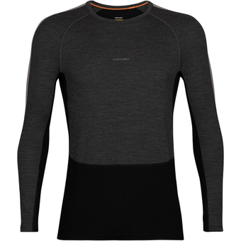 Icebreaker Merino 200 ZoneKnit™ Crewe Funktionsshirt Lang Jet Heather / Black / Metro Heather / CB  Herren