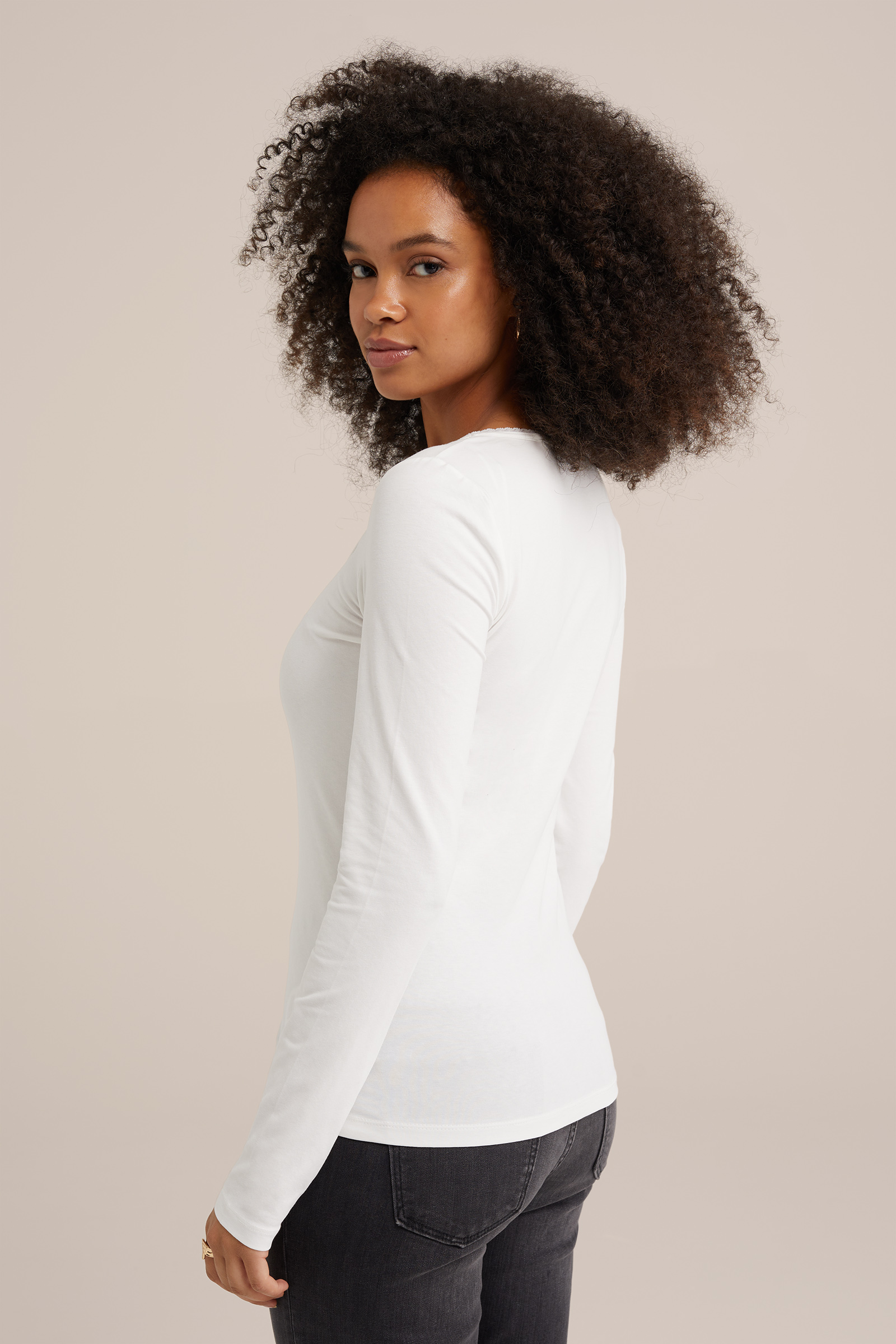 T-shirt met kant WE Fashion Wit
