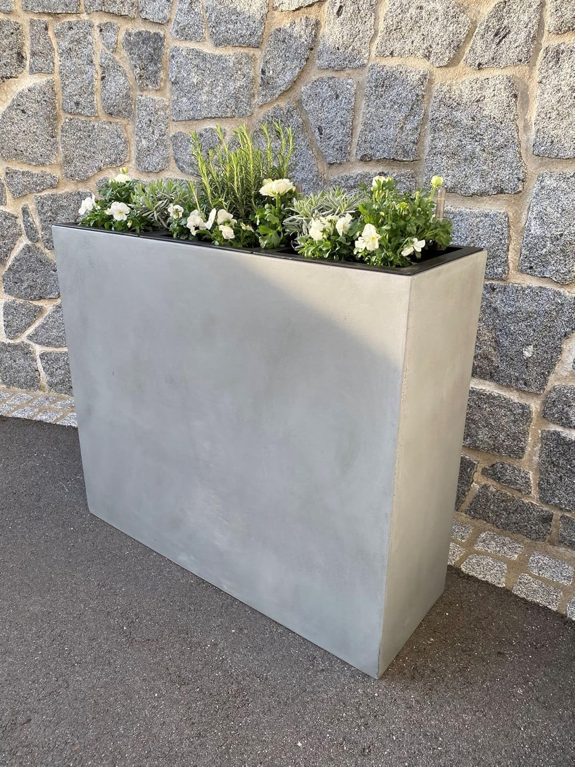 VIVANNO Pflanzkübel Raumteiler Sichtschutz Fiberglas ELEMENTO Beton-Design Grau - 88x30x75