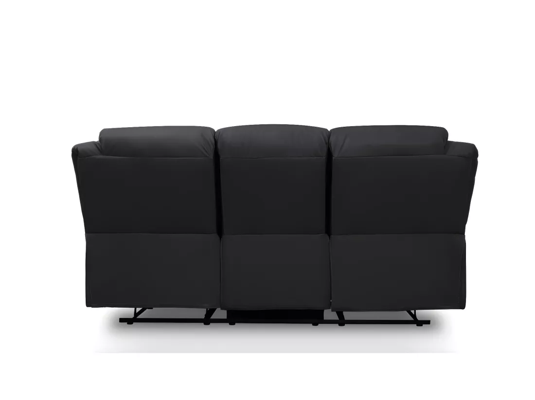 Canapé Relaxation 3 places Simili cuir Léo - Noir - L193 x 93 x 96cm - Loungitude
