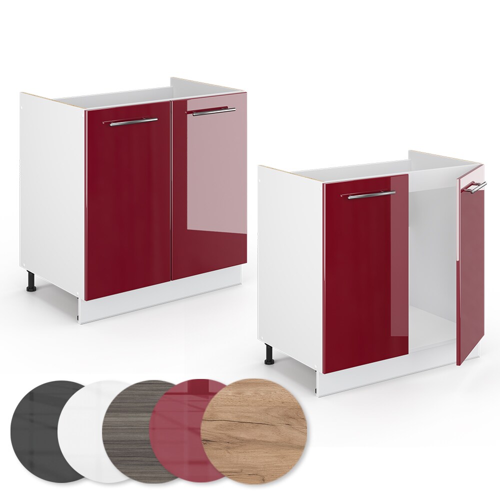 VICCO Spülenunterschrank 80 cm Bordeaux Hochglanz Küchenschrank Hängeschrank Küchenzeile Fame-Line