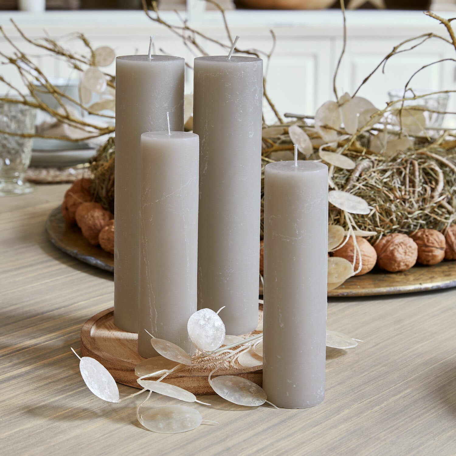Kerze 4er Set Avinal taupe