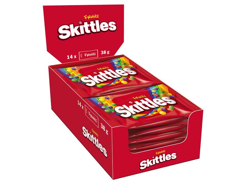 Skittles Kaubonbon Skittles Fruits 14 x 38 g Fruchtige Kaudragees in knackiger Zuckerhülle