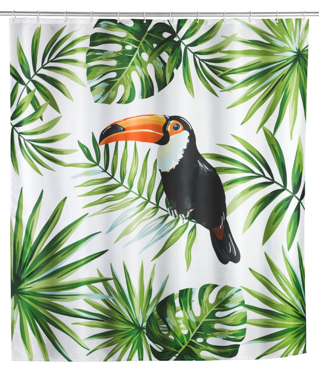 Wenko douchegordijn 180x200cm Tucan inclusief ringen