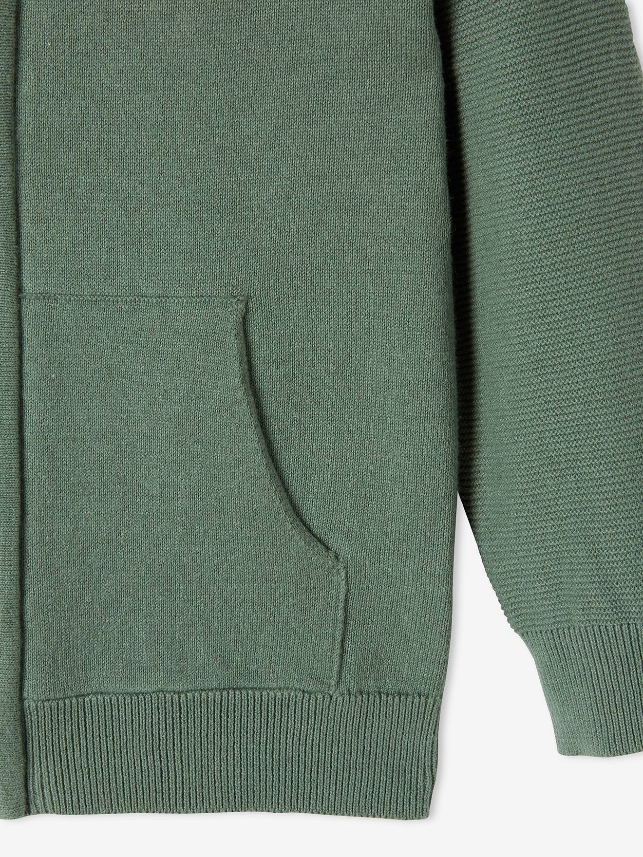 Cardigã com capuz e bojo, para meninos, azul liso com estampas.