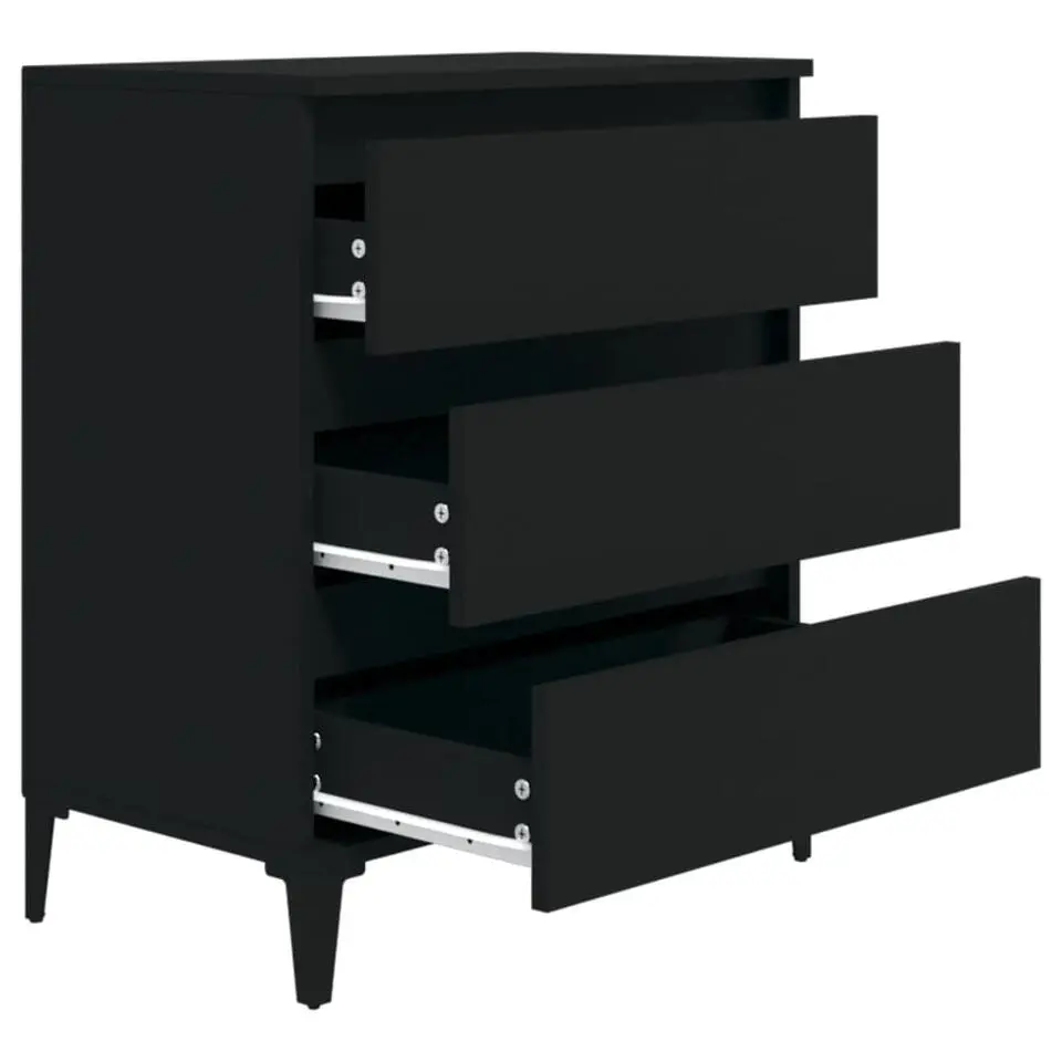 vidaXL - Dressoir met 3 lades - Zwart - Bewerkt hout en metaal- 91x28x75 cm