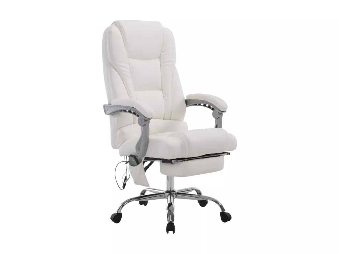 Chaise de bureau - Similicuir & Noyer - Blanc - Pacific