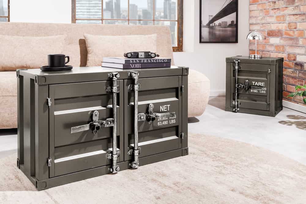 Container-Schrank GLOBETROTTER 50cm anthrazit Metall Nachttisch Beistellschrank