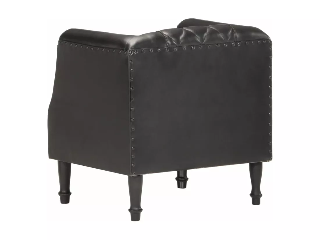Fauteuil Noir Cuir véritable de chèvre