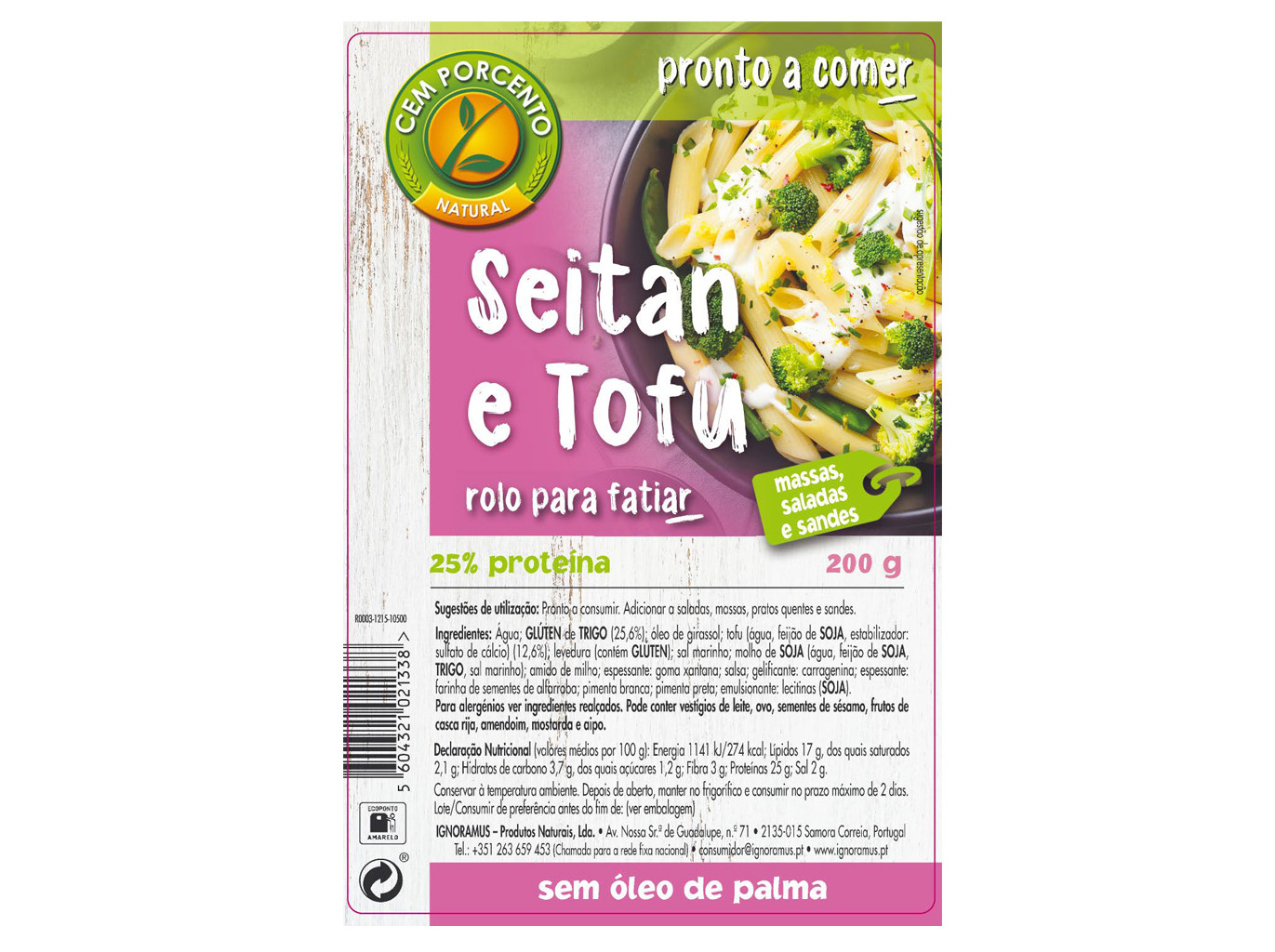 ROLO CEM PORCENTO SEITAN COM ERVAS 200G
