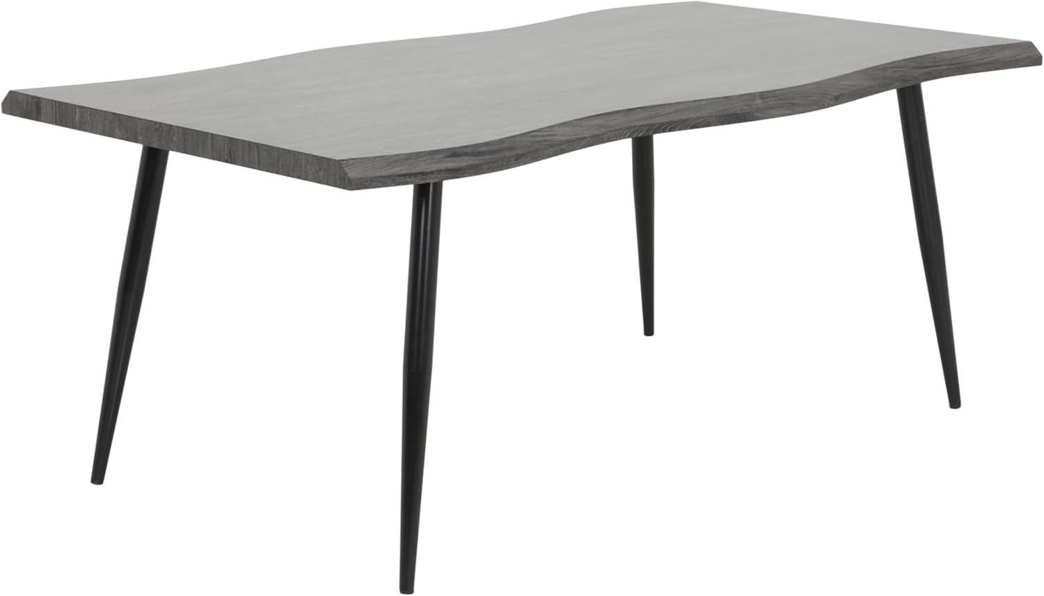 Hela Tische, Esstisch Gabi, Tischplatte 46mm mit Baumkantenoptik Grau, Metallgestell Schwarz, 180x100cm