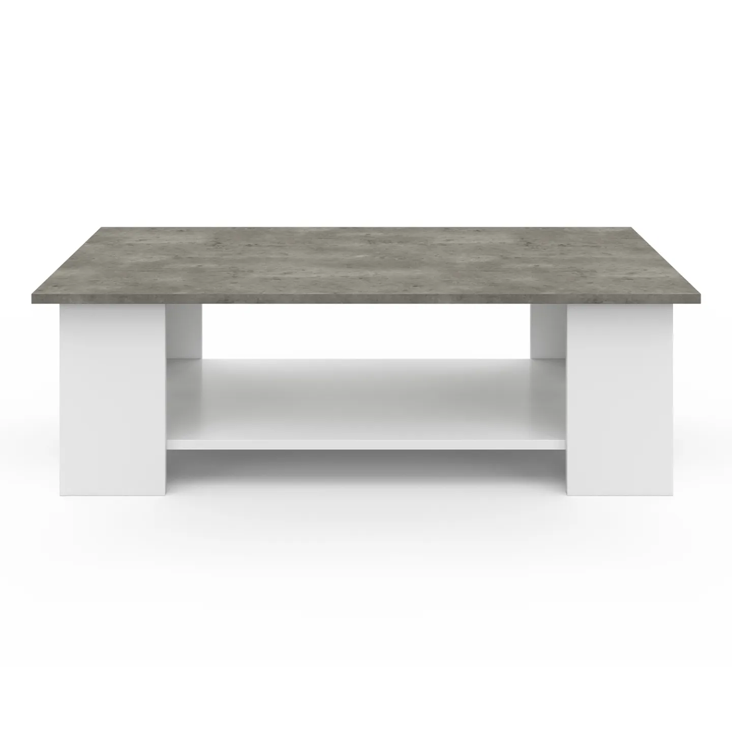 Table basse rectangulaire ELI blanche plateau effet béton