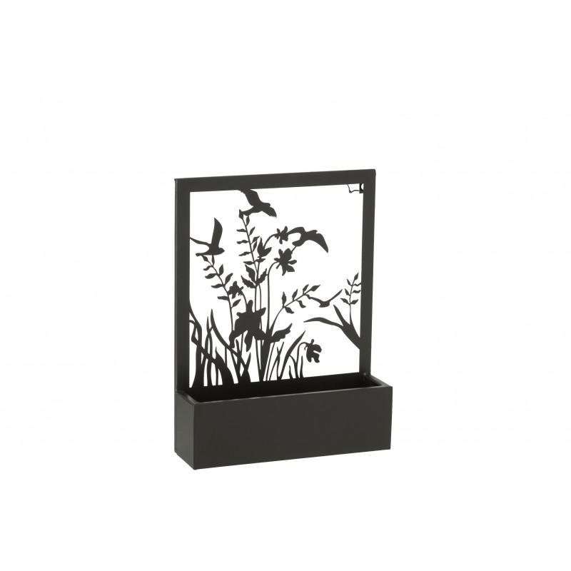 Pot de fleurs mural avec plantes en métal noir l31*l8*h41cm
