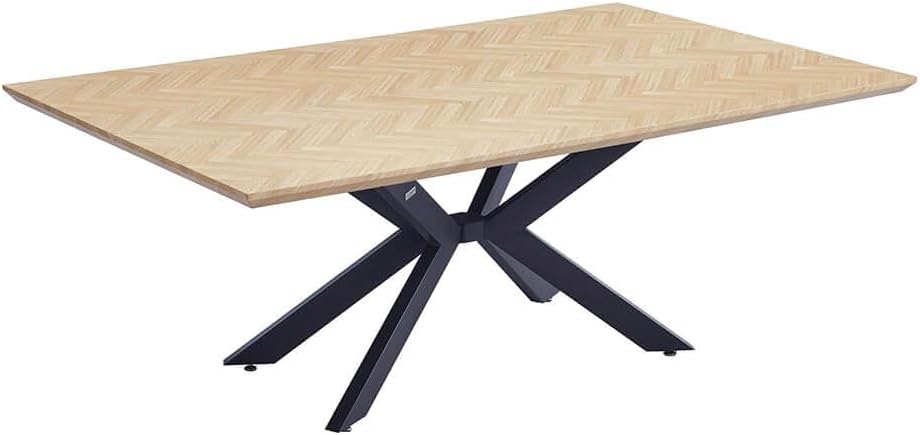 Home Deluxe Esstisch Eckig AVENCIA inkl. Sternfuß - Fishbone Oak 200 x 120 cm |Küchentisch, Esszimmer, Esszimmertisch