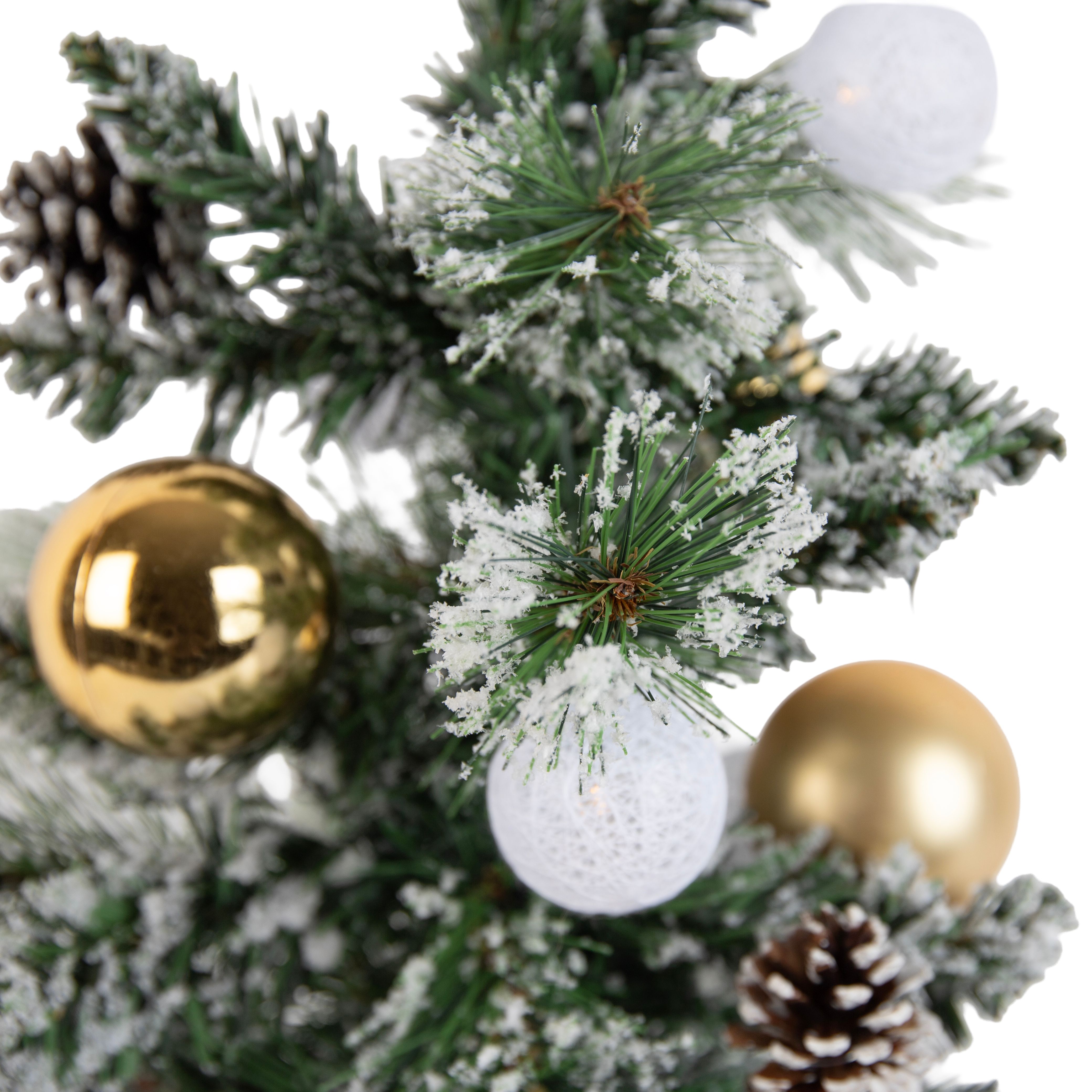 Kerst kerstboom wit met goud 60cm incl. LED met timer - Jack