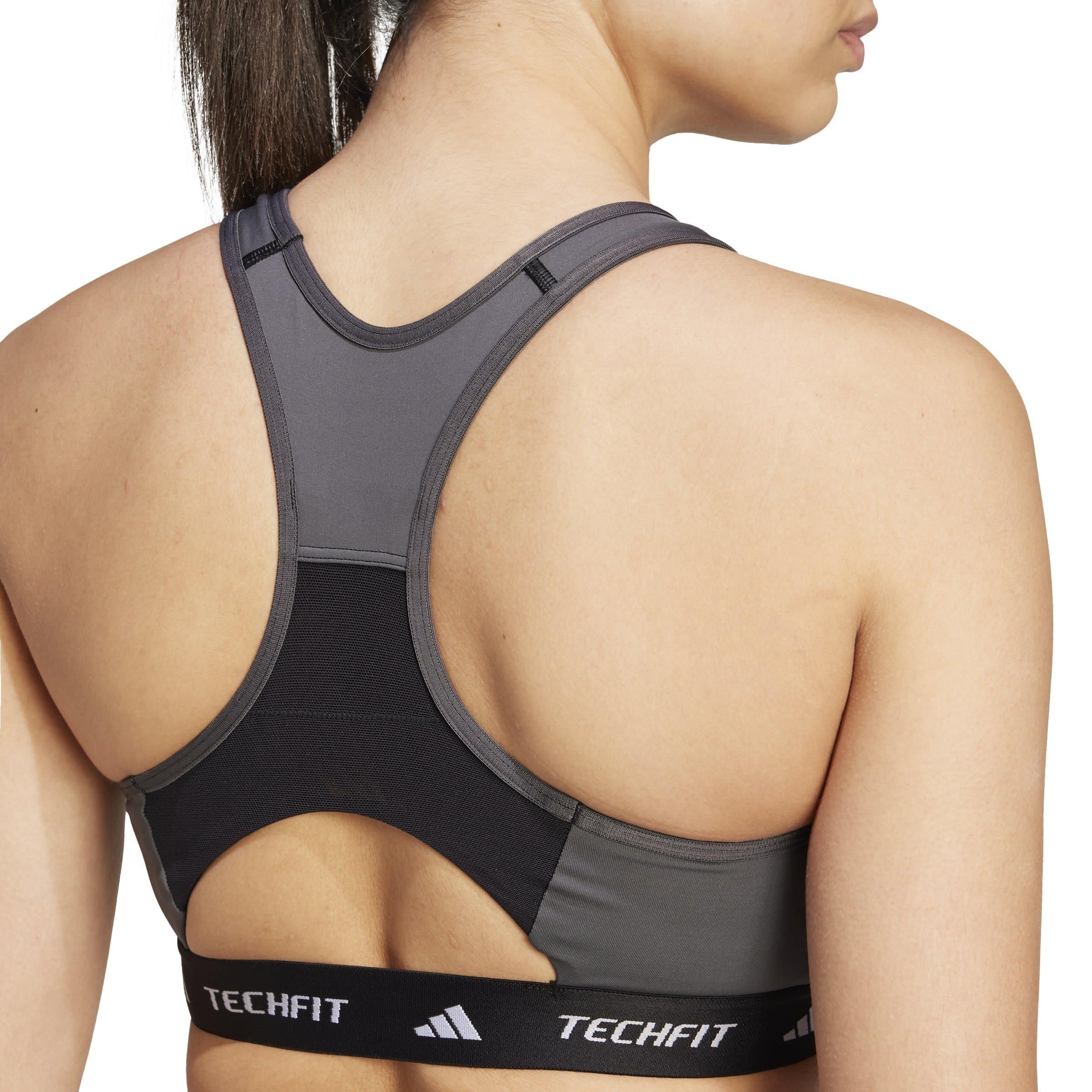 adidas TECHFIT Medium Support High Neck Colorblock Bra Womens
