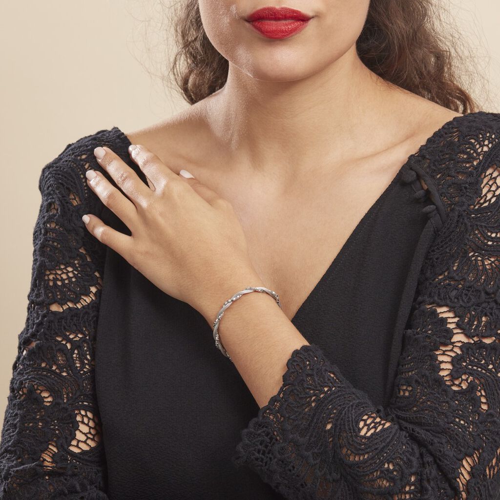 Bracelet Ciana Torsade Diamante Argent Blanc