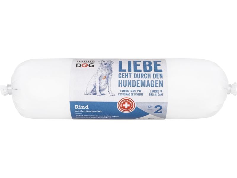 naturaDog Nassfutter Rind mit Gemüse Brocken, 400 g Alleinfuttermittel für ausgewachsene Hunde