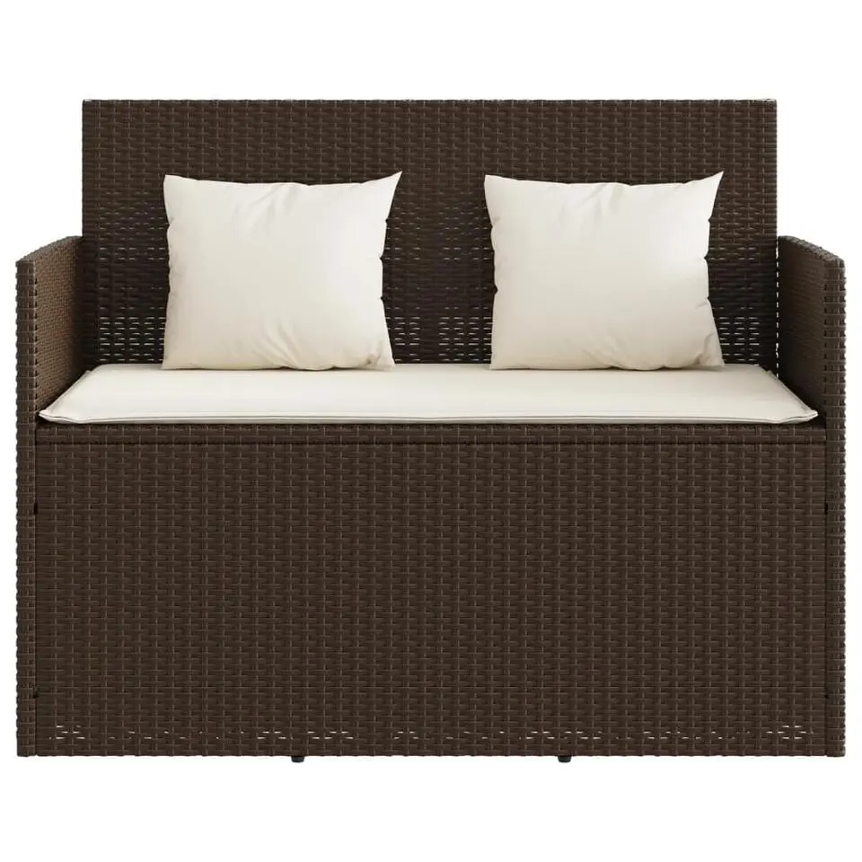 vidaXL - Tuinbank met kussens - Bruin - Poly rattan - 120x50x90.5 cm