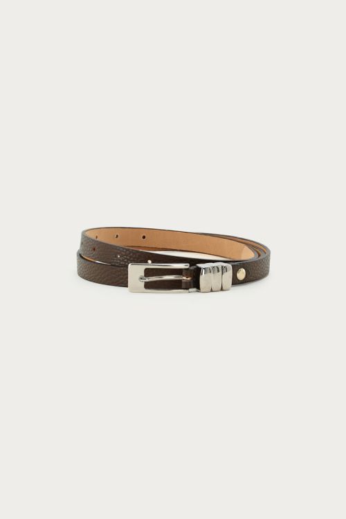 Klein donkerbruine leren riem